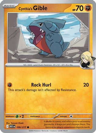 Cynthia's Gible (ASC-109) (Reverse Holofoil)
