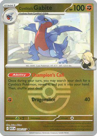 Cynthia's Gabite (Poke Ball) (ASC-110) (Reverse Holofoil)