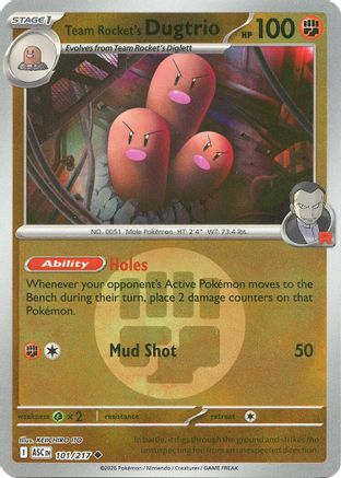 Team Rocket's Dugtrio (Energy Symbol Pattern) (ASC-101) (Reverse Holofoil)