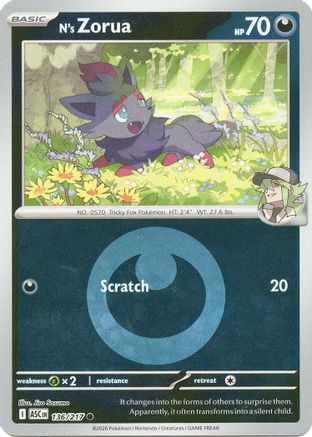 N's Zorua (Energy Symbol Pattern) (ASC-136) (Reverse Holofoil)