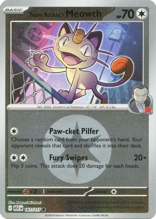Team Rocket's Meowth (Energy Symbol Pattern) (ASC-161) (Reverse Holofoil)