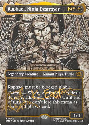 Raphael, Ninja Destroyer (Borderless) (Gold-Stamped Signature) (TMT-303) (Foil)
