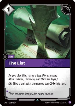 The List (UNL-138)