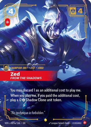 Zed, From the Shadows (Alternate Art) (VEN-023a) (Foil)