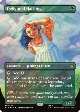Delighted Halfling (Borderless) (Surge Foil) (HOB-065)