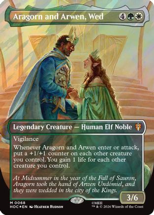 Aragorn and Arwen, Wed (Borderless) (Surge Foil) (HOB-068)