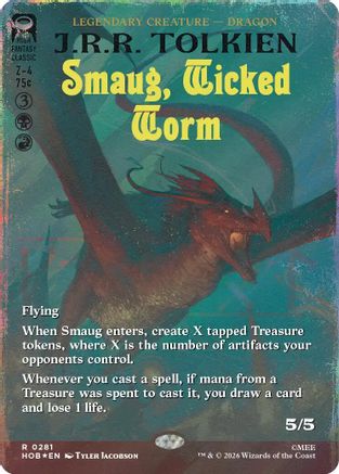Smaug, Wicked Worm (Borderless) (Surge Foil) (HOB-281)