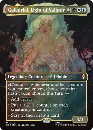 Galadriel, Light of Valinor (Borderless) (Surge Foil) (HOC-072)