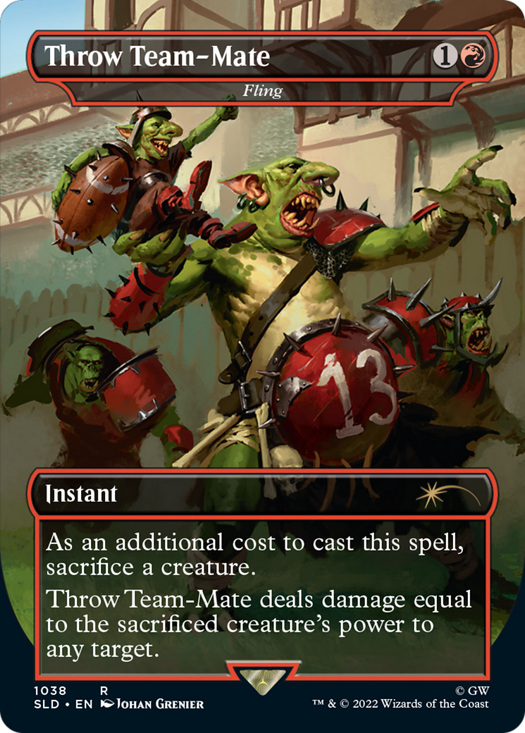 Throw Team-Mate / Fling (SLD-1038) (Borderless) (Foil)
