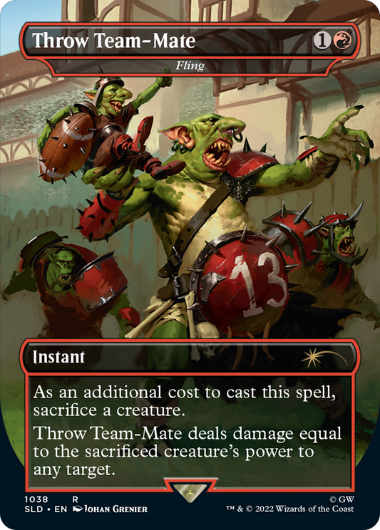 Throw Team-Mate / Fling (SLD-1038) (Borderless) (Foil)
