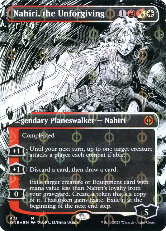 Nahiri, the Unforgiving (ONE-471) (Showcase) (Borderless) (Compleat Foil)
