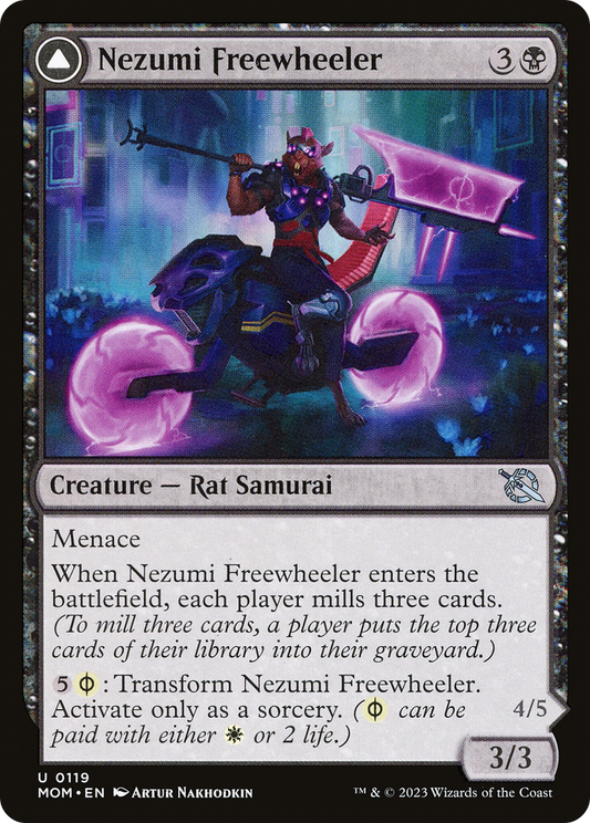 Nezumi Freewheeler // Hideous Fleshwheeler (MOM-119) (Foil)