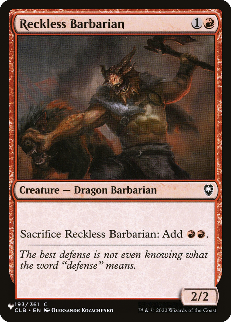 Reckless Barbarian (LIST-CLB-193)