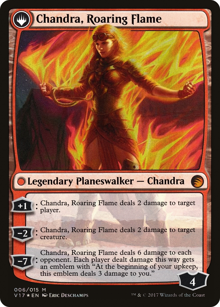 Chandra, Fire of Kaladesh // Chandra, Roaring Flame (V17-006) (Foil)