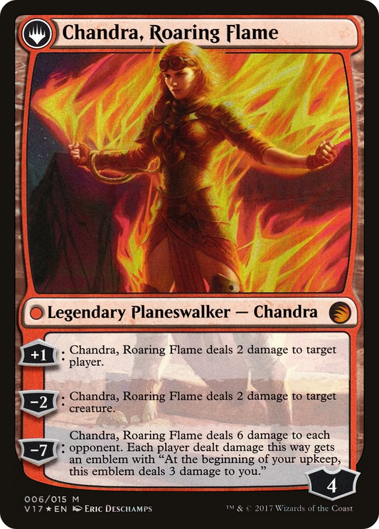 Chandra, Fire of Kaladesh // Chandra, Roaring Flame (V17-006) (Foil)