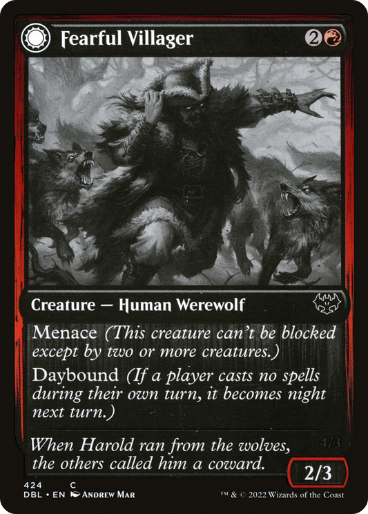 Fearful Villager // Fearsome Werewolf (DBL-424) (Foil)