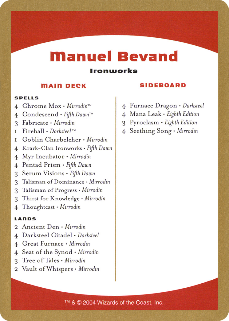 Manuel Bevand Decklist Token (WC04-MB0B)