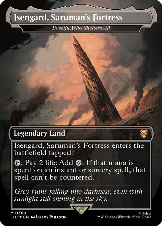Isengard, Saruman's Fortress / Boseiju, Who Shelters All (LTC-389) (Borderless) (Surge Foil)