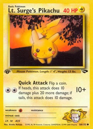 Lt. Surge's Pikachu (G2-084) (1st Edition)