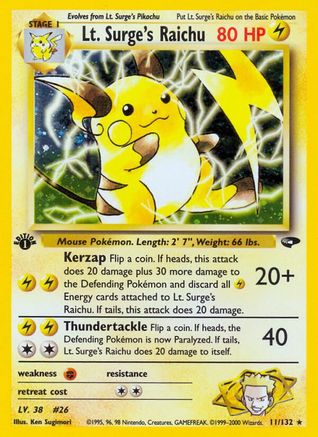 Lt. Surge's Raichu (G2-011) (Unlimited Holofoil)