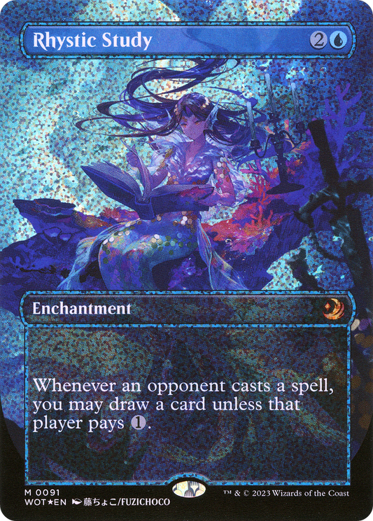 Rhystic Study (WOT-091) (Borderless) (Confetti Foil)
