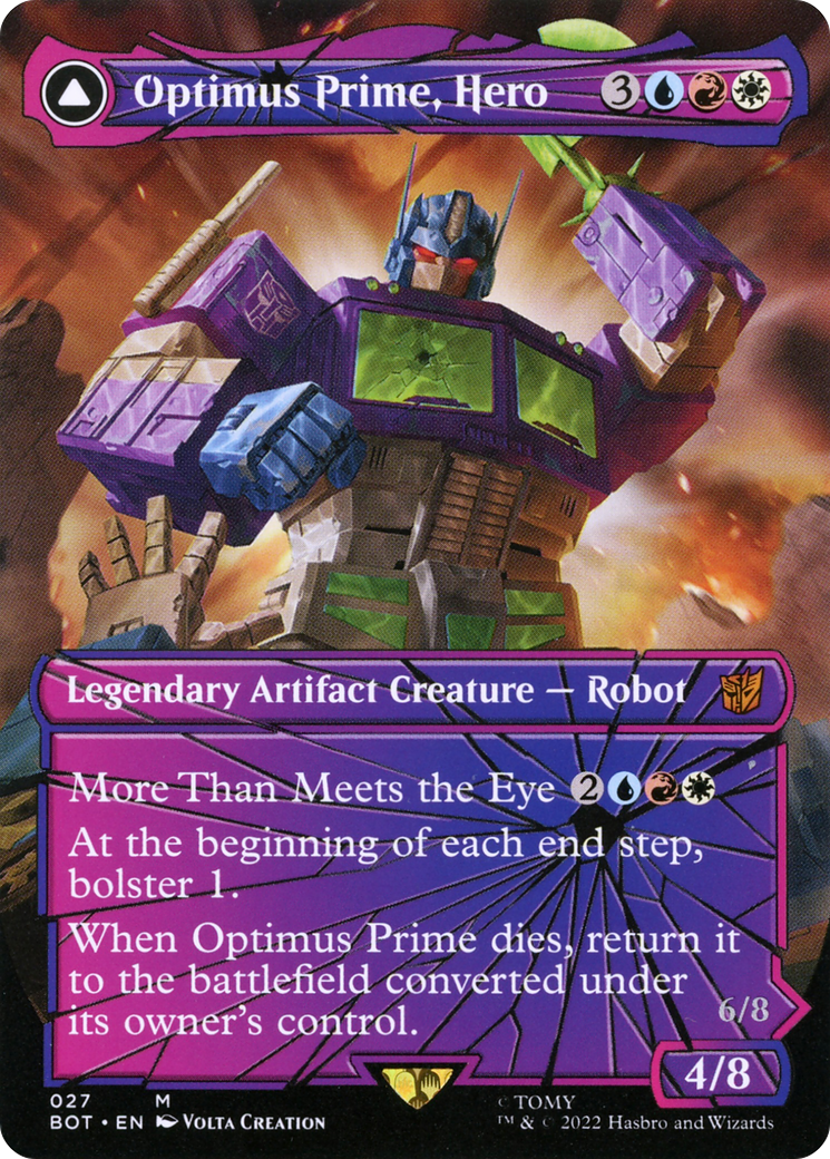 Optimus Prime, Hero // Optimus Prime, Autobot Leader (BOT-027) (Shattered Glass) (Borderless)