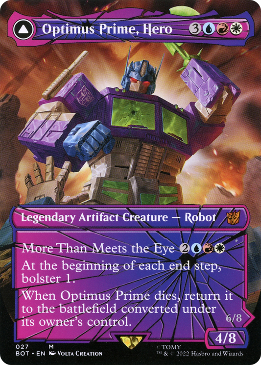 Optimus Prime, Hero // Optimus Prime, Autobot Leader (BOT-027) (Shattered Glass) (Borderless)