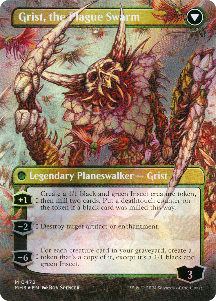 Grist, Voracious Larva // Grist, the Plague Swarm (MH3-472) (Borderless) (Textured Foil)
