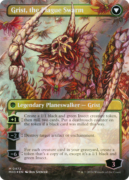Grist, Voracious Larva // Grist, the Plague Swarm (MH3-472) (Borderless) (Textured Foil)