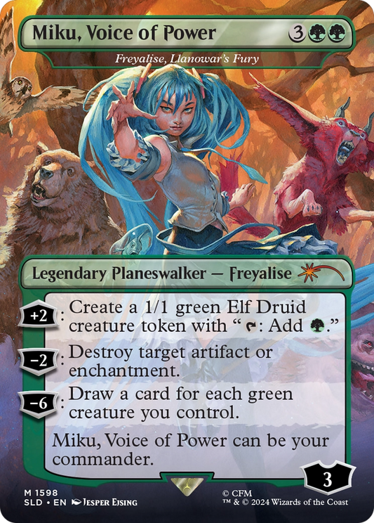 Miku, Voice of Power / Freyalise, Llanowar's Fury (SLD-1598) (Borderless)