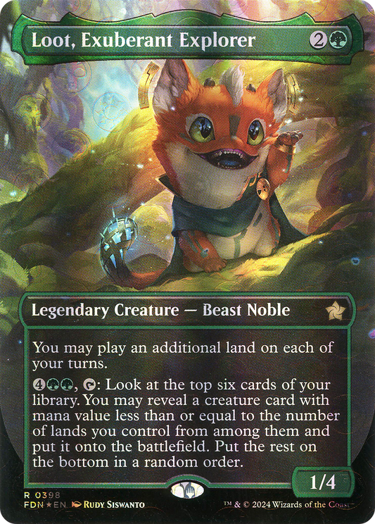 Loot, Exuberant Explorer (FDN-398) (Borderless) (Mana Foil)