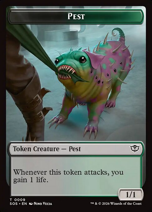 Fractal (0005) // Pest (0009) Double-Sided Token (SOS-5 // 9) (Foil)