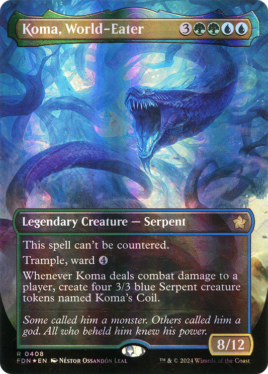 Koma, World-Eater (FDN-408) (Borderless) (Mana Foil)