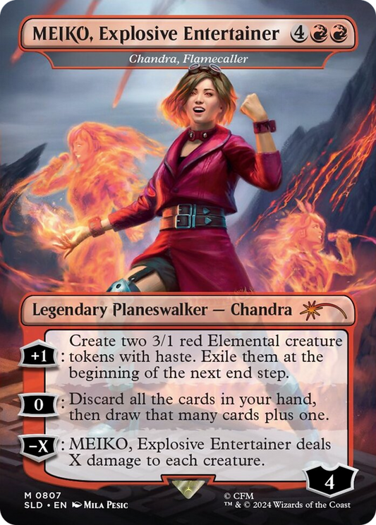 MEIKO, Explosive Entertainer / Chandra, Flamecaller (SLD-807) (Borderless) (Foil)