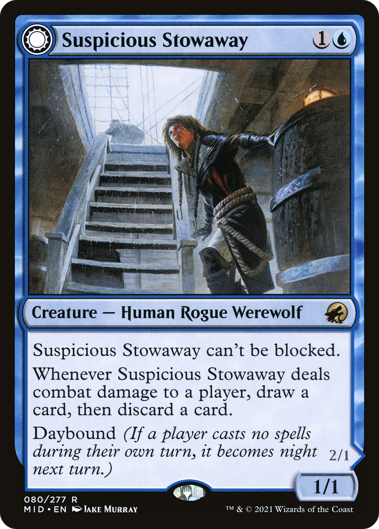 Suspicious Stowaway // Seafaring Werewolf (MID-080) (Foil)