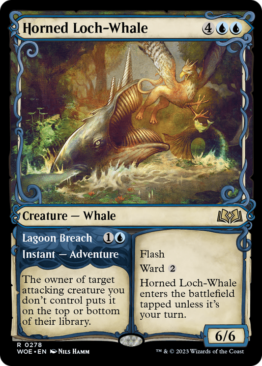 Horned Loch-Whale // Lagoon Breach (WOE-278) (Showcase) (Foil)