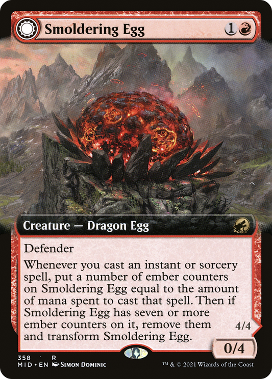 Smoldering Egg // Ashmouth Dragon (MID-358) (Extended Art) (Foil)