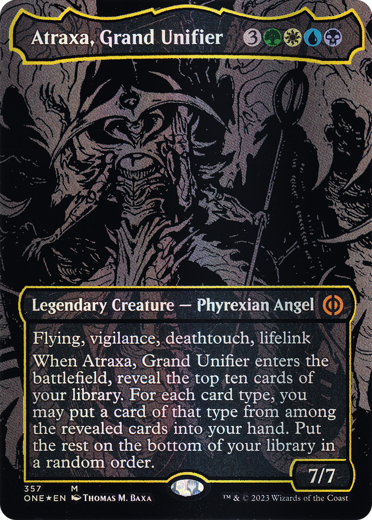 Atraxa, Grand Unifier (ONE-357) (Borderless) (Raised Foil)
