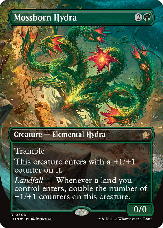 Mossborn Hydra (FDN-399) (Borderless) (Mana Foil)