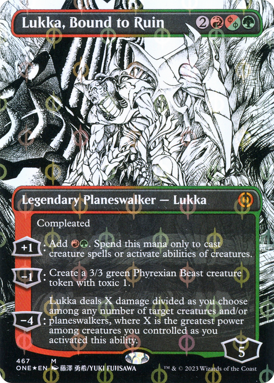 Lukka, Bound to Ruin (ONE-467) (Showcase) (Borderless) (Compleat Foil)