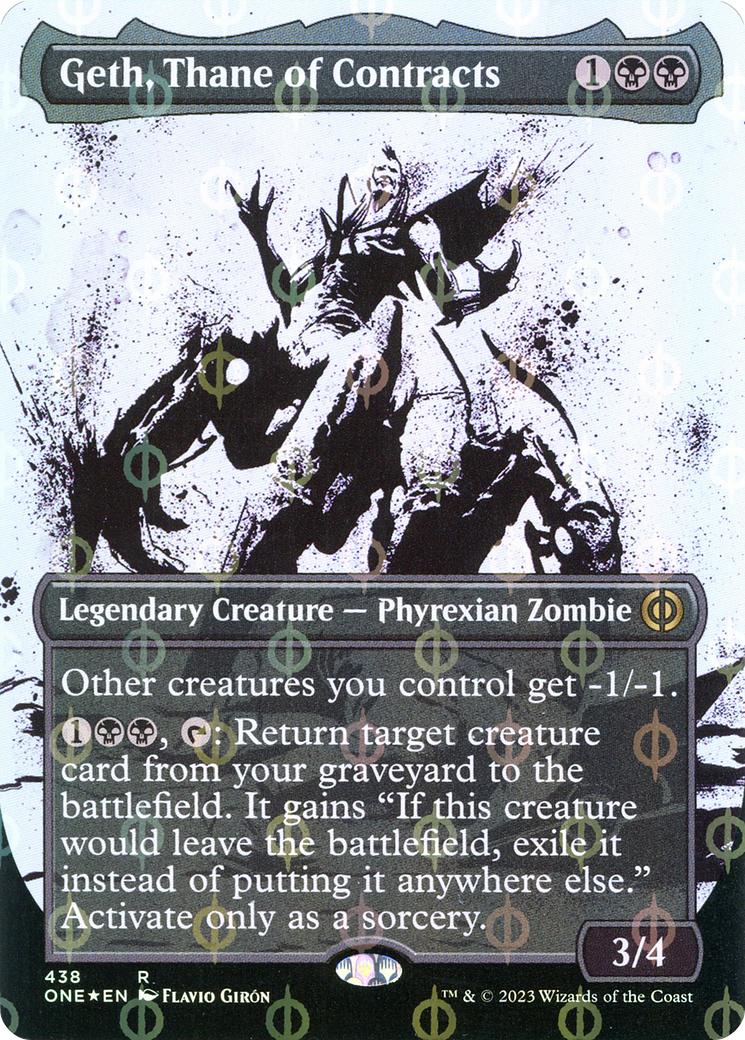 Geth, Thane of Contracts (ONE-438) (Showcase) (Borderless) (Compleat Foil)