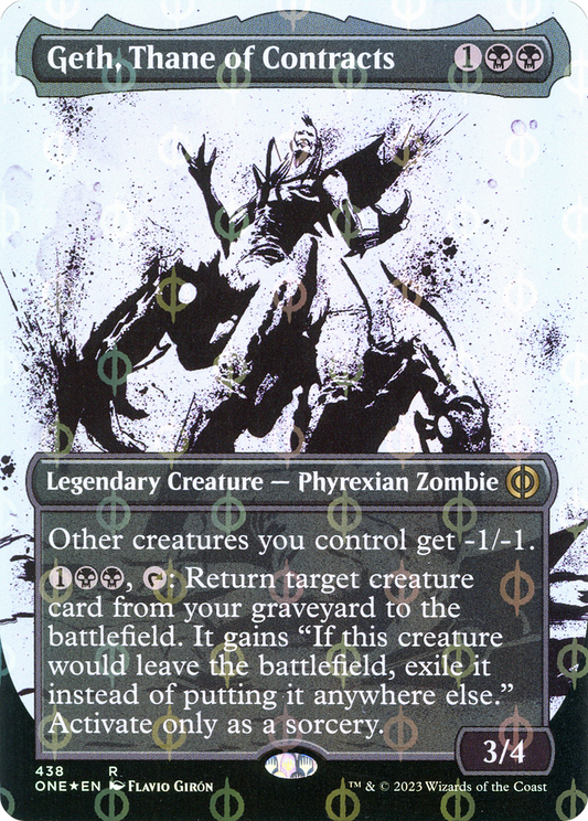Geth, Thane of Contracts (ONE-438) (Showcase) (Borderless) (Compleat Foil)