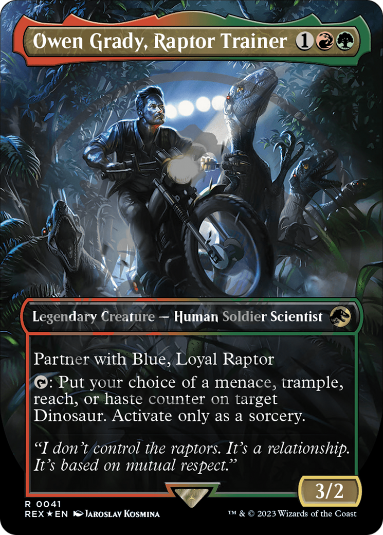 Owen Grady, Raptor Trainer (REX-041) (Borderless) (Foil)