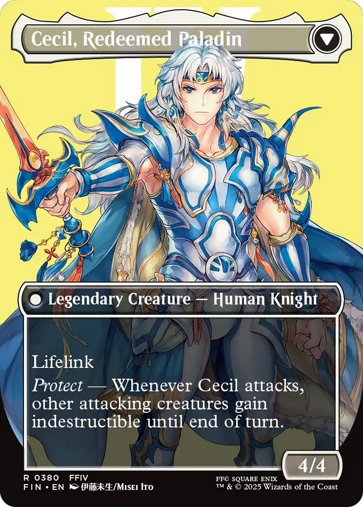 Cecil, Dark Knight // Cecil, Redeemed Paladin (FIN-380) (Borderless) (Foil)