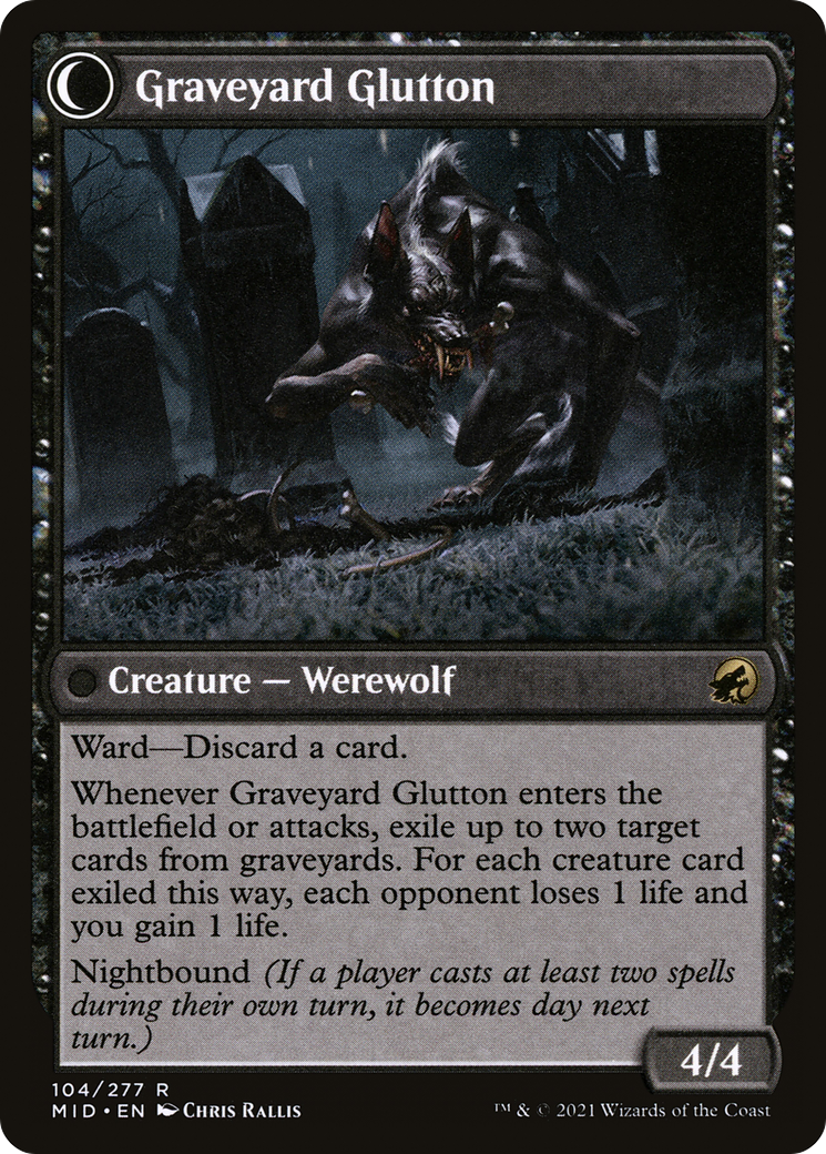 Graveyard Trespasser // Graveyard Glutton (MID-104) (Foil)