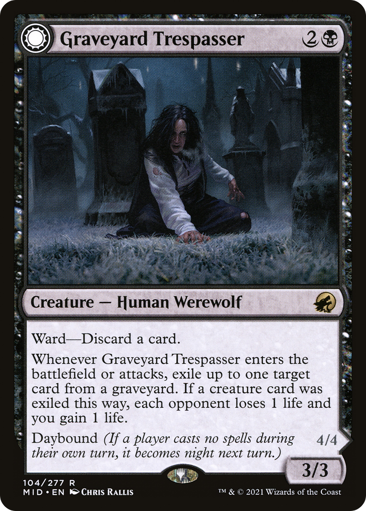 Graveyard Trespasser // Graveyard Glutton (MID-104) (Foil)
