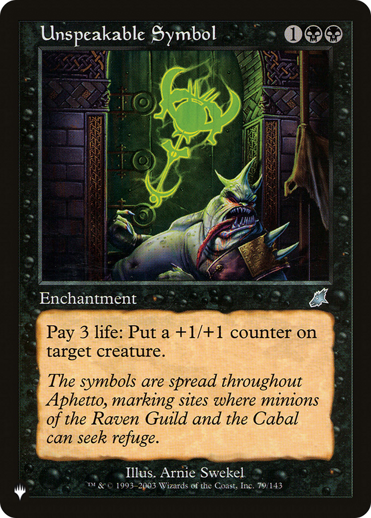 Unspeakable Symbol (LIST-SCG-79)