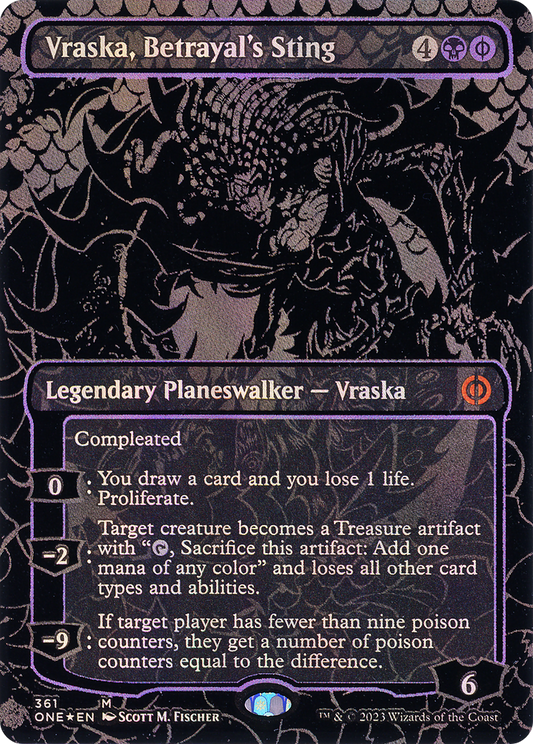 Vraska, Betrayal's Sting (ONE-361) (Borderless) (Raised Foil)