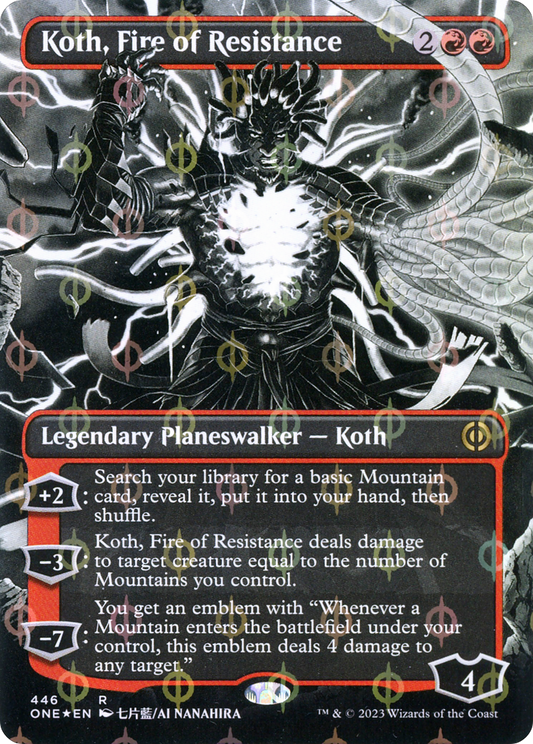 Koth, Fire of Resistance (ONE-446) (Showcase) (Borderless) (Compleat Foil)