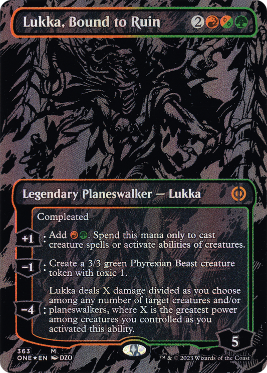 Lukka, Bound to Ruin (ONE-363) (Borderless) (Raised Foil)
